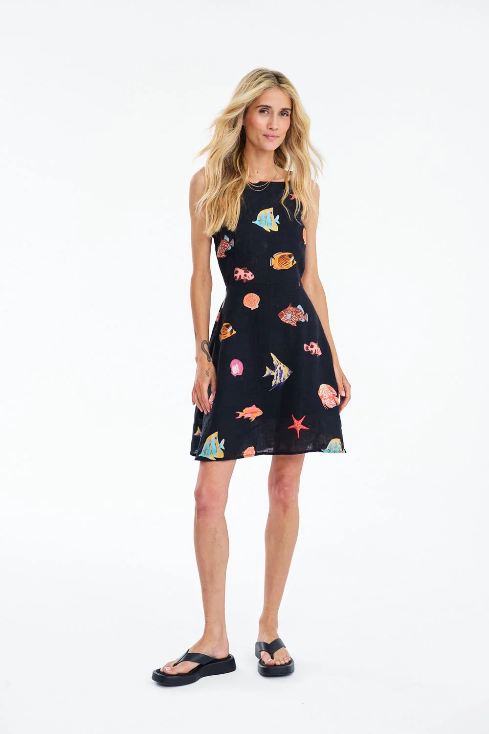 Dark Waters Linen Mini Dress - Image 3