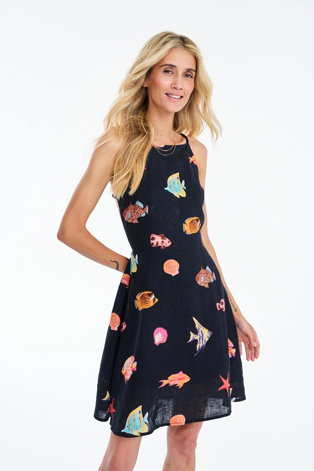 Dark Waters Linen Mini Dress - Image 4
