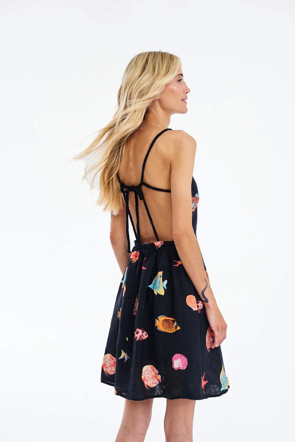 Dark Waters Linen Mini Dress - Image 5