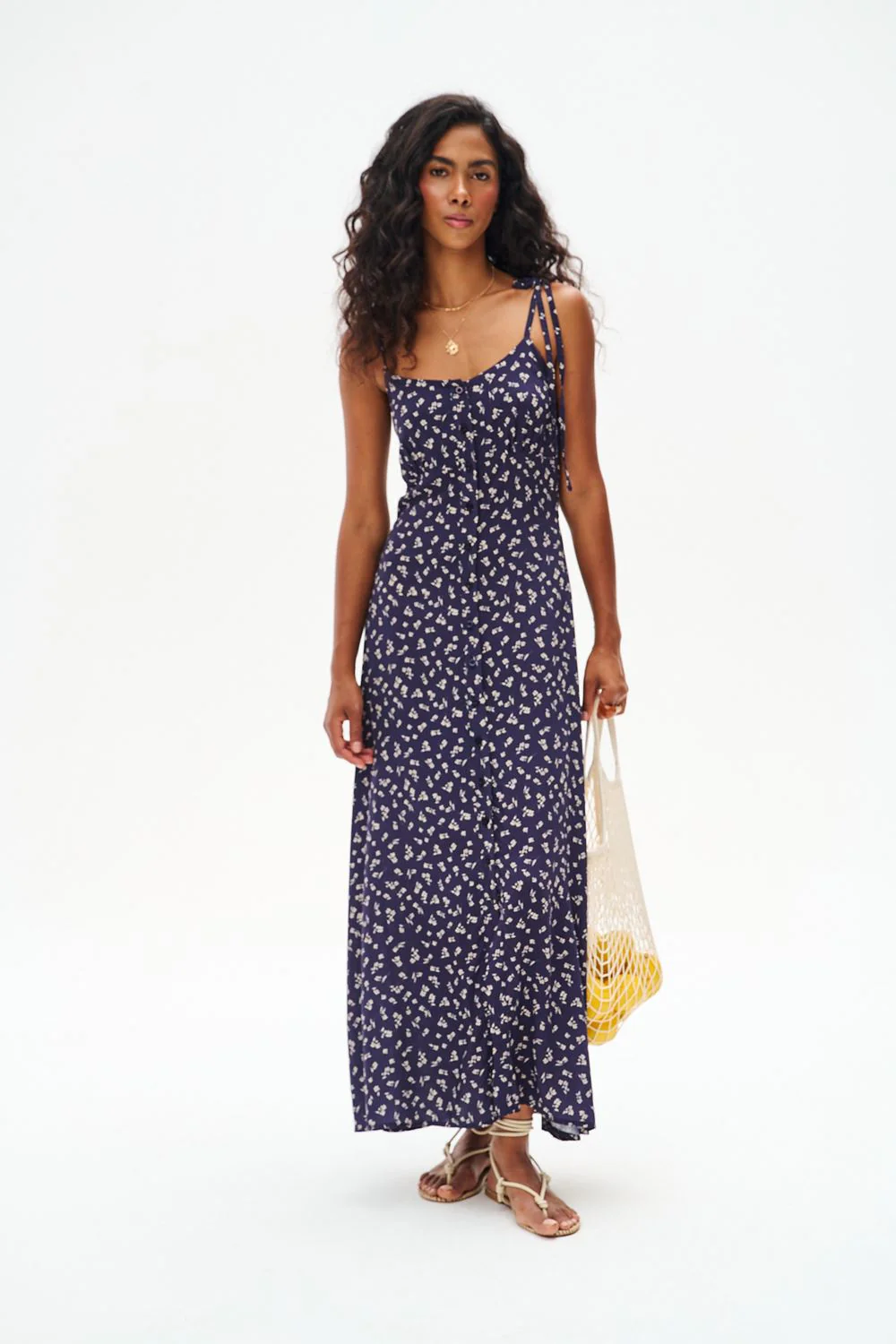 Deep Serenade Midi Dress with Straps - Image 4