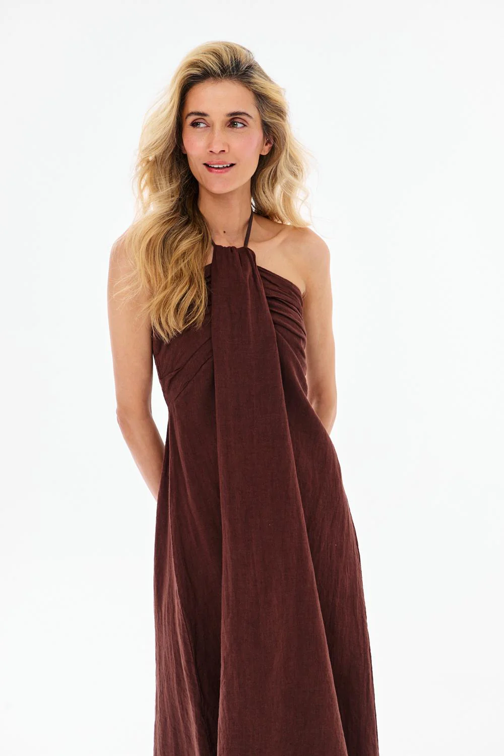 Deep Tan Linen Dress - Image 5