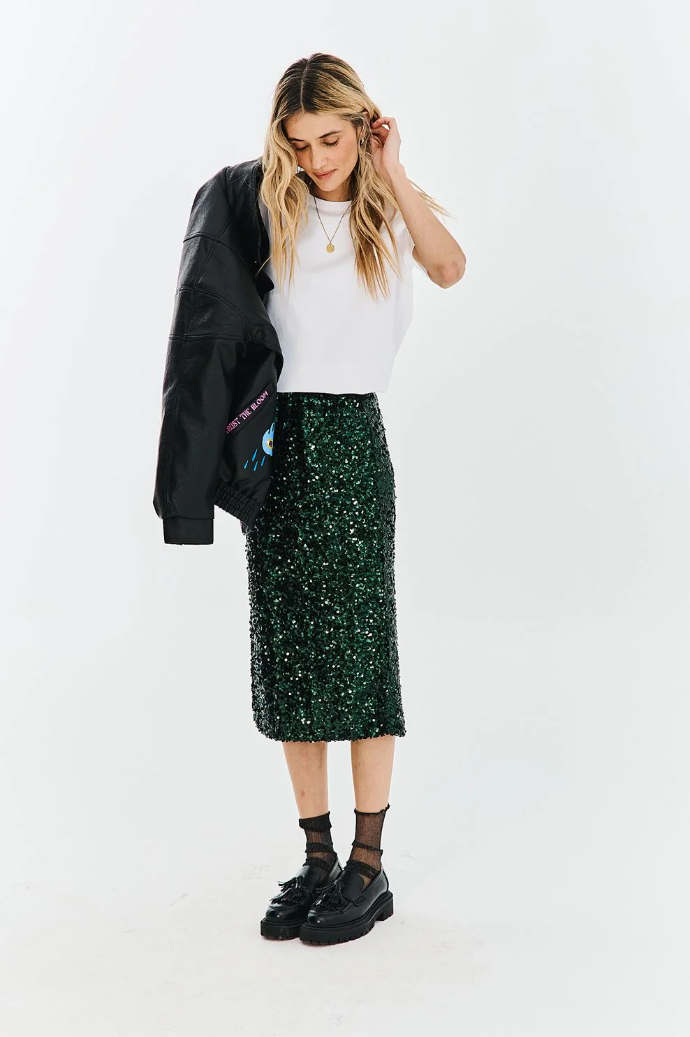 Emerald Glam sequin skirt - Image 3