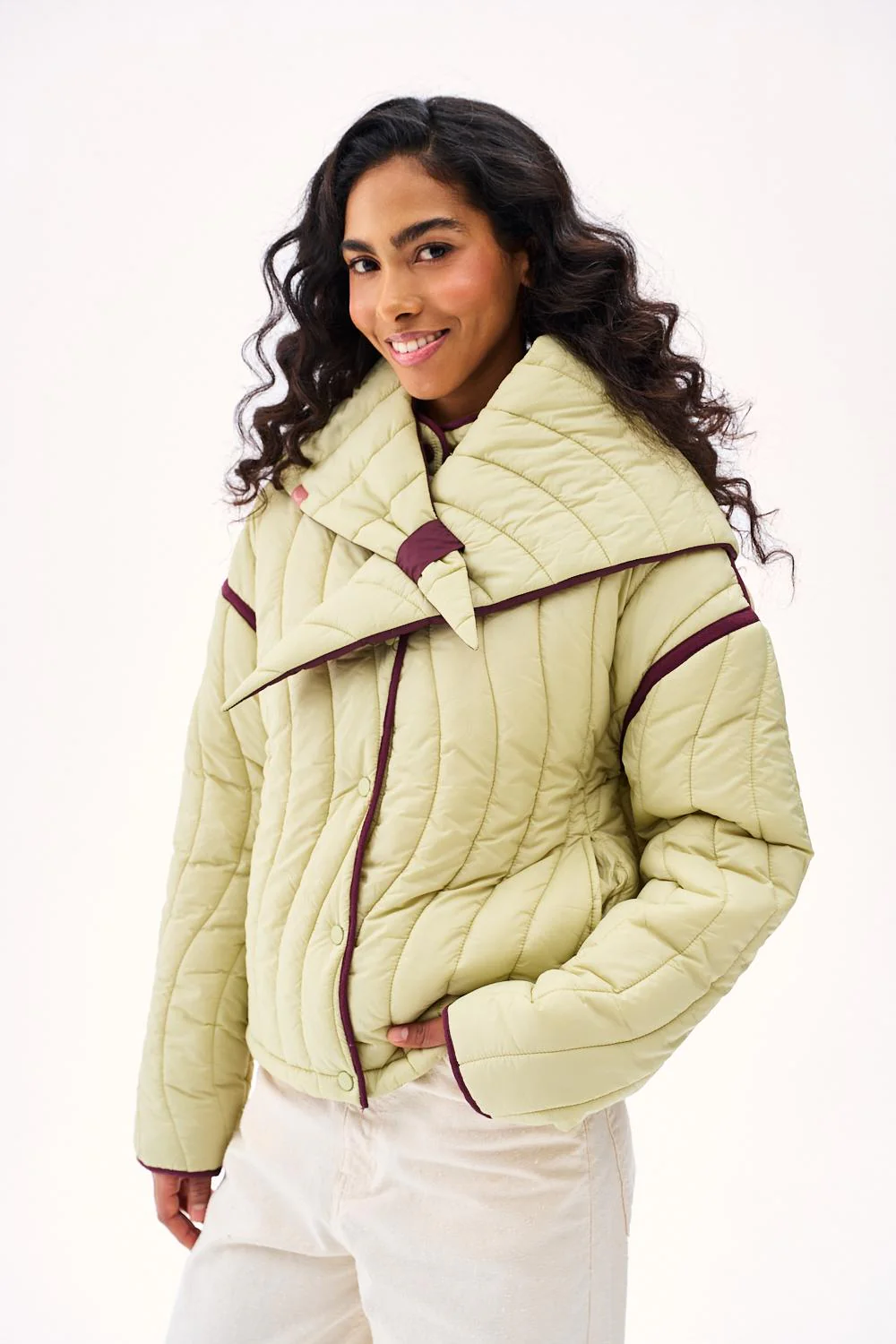 Green Tea Jacket with Scarf - Image 2