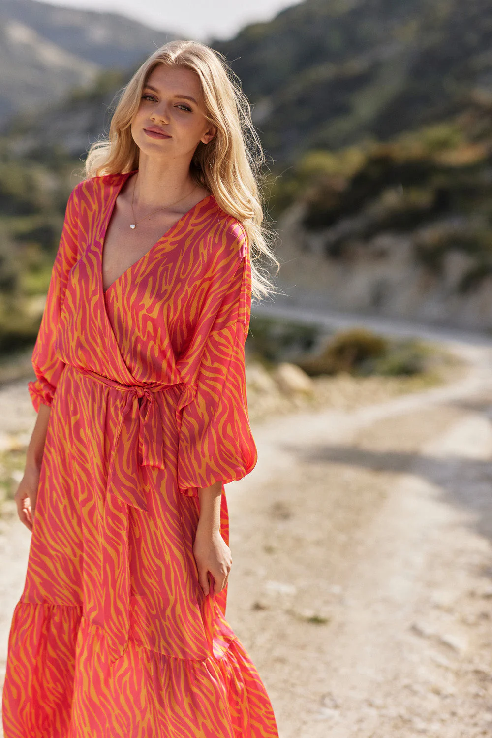 Magenta Sunset frill dress - Image 11