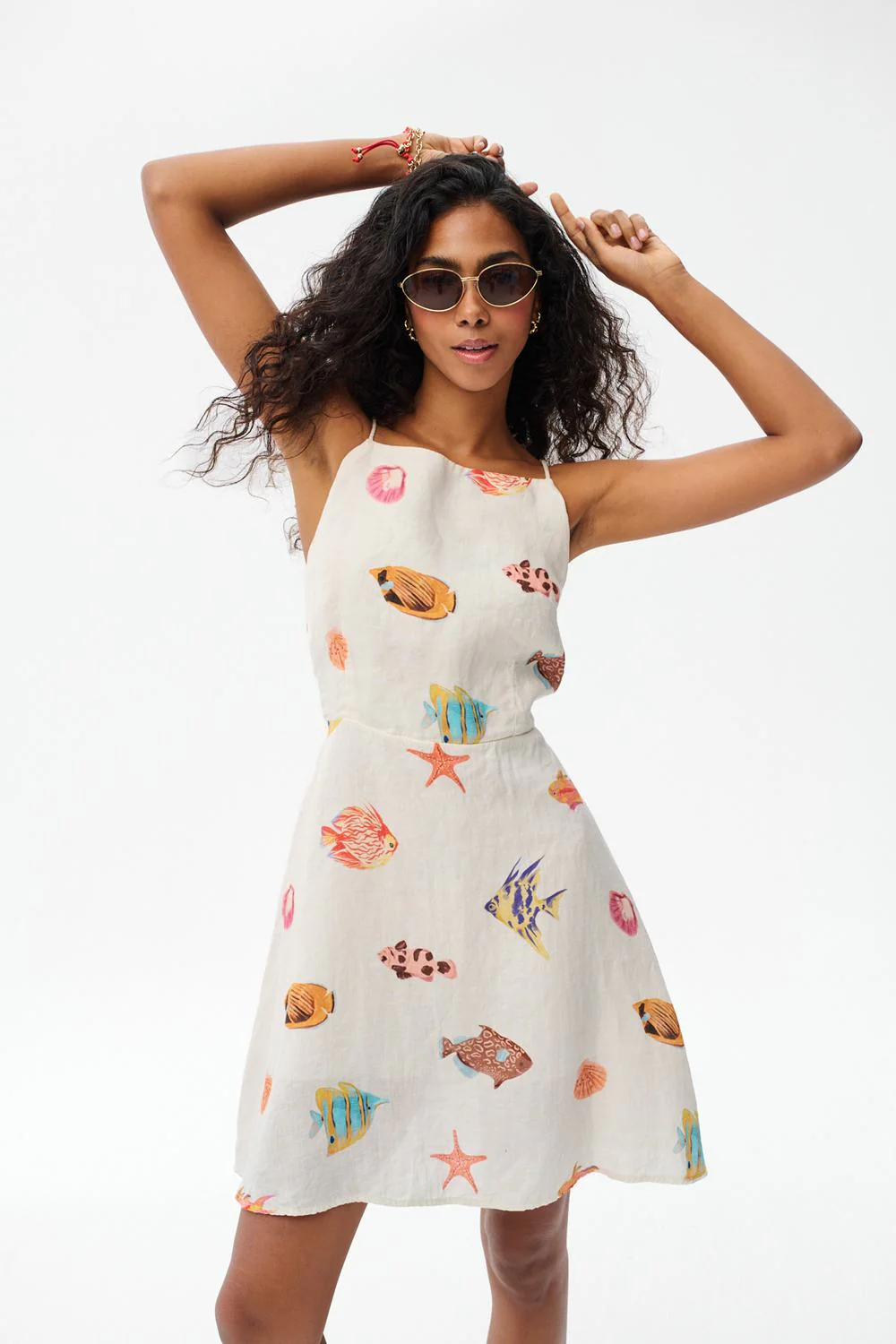 Something Fishy Linen Mini Dress - Image 3