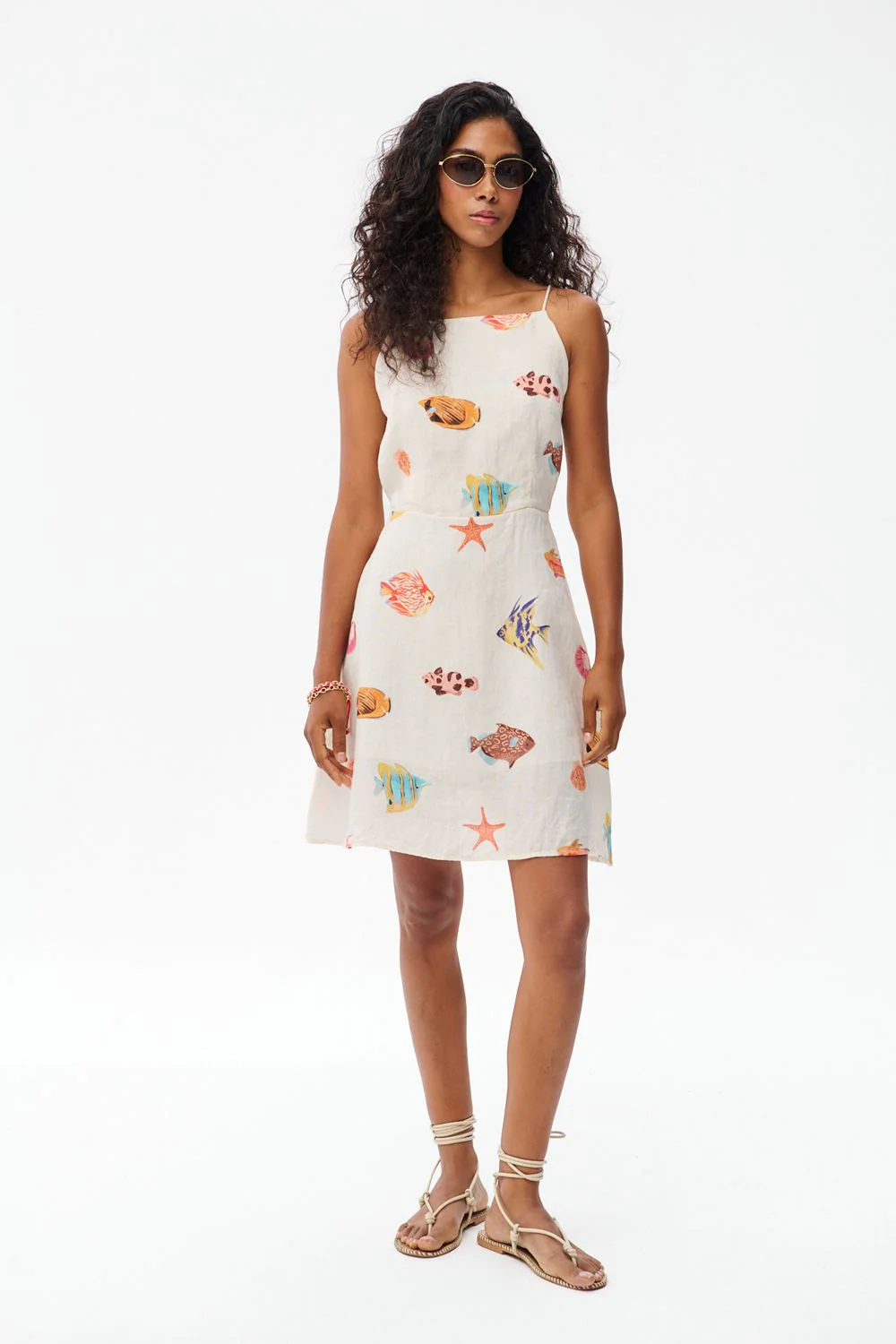 Something Fishy Linen Mini Dress - Image 4