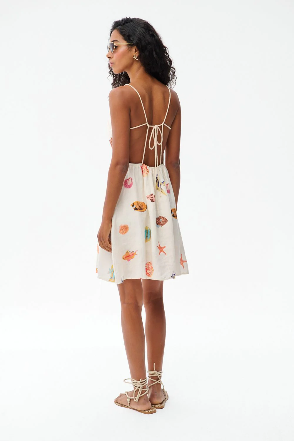Something Fishy Linen Mini Dress - Image 6