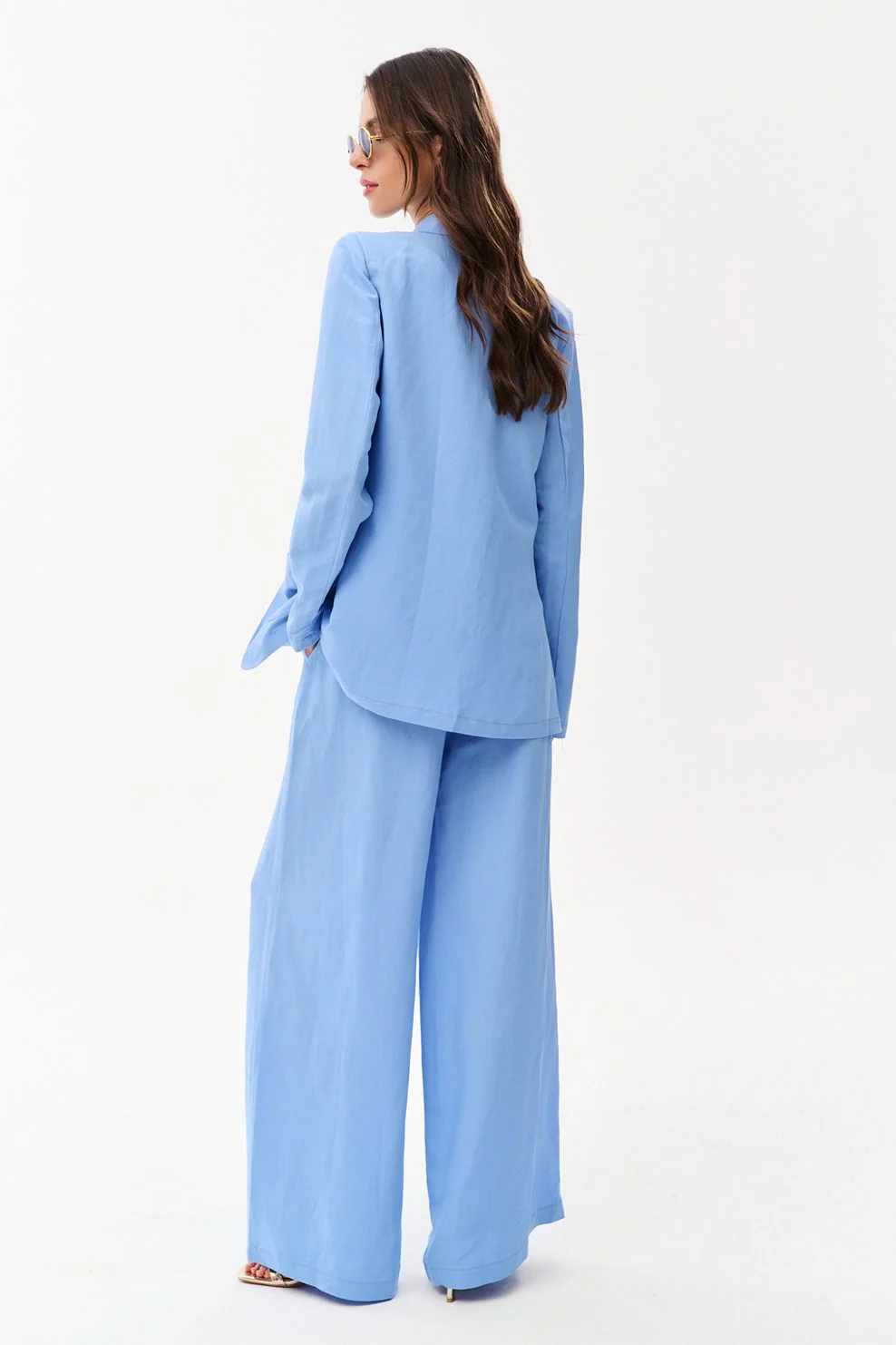 Wide-leg linen pants in Aqua Lagoon - Image 4